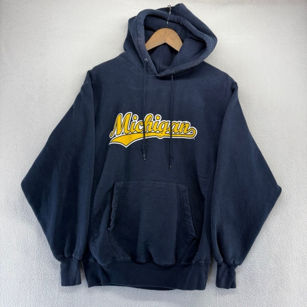 Vintage Michigan Wolverines Hoodie men's Small Blue Thick Heavyweight Sweatshirt
